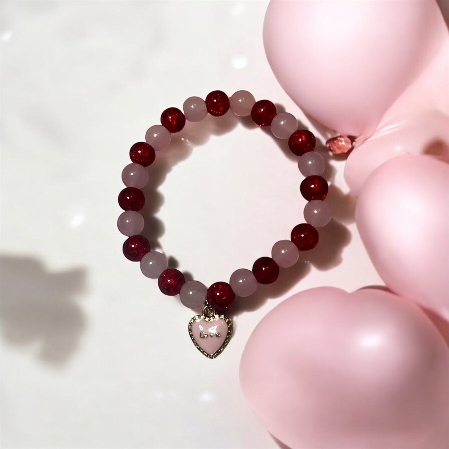 Red and pink valentines bracelet