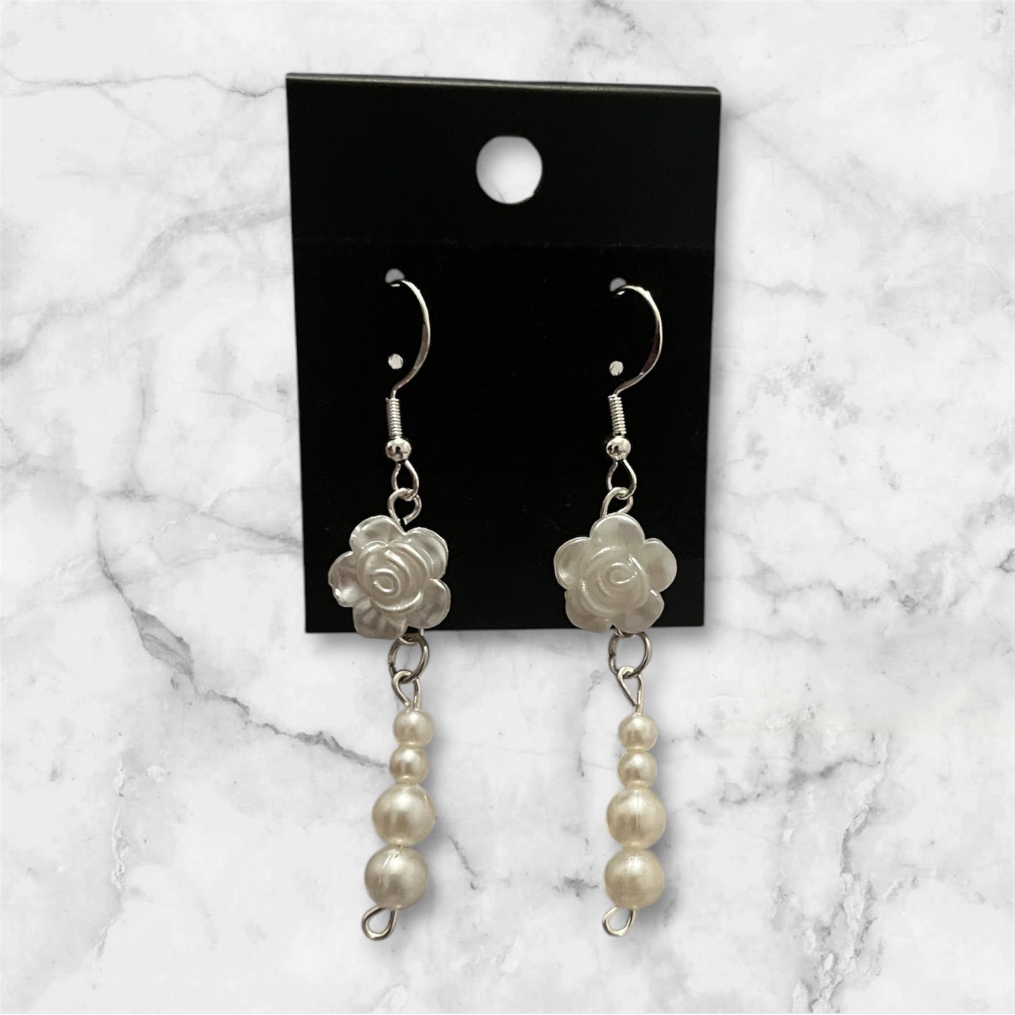 White bridal style earrings