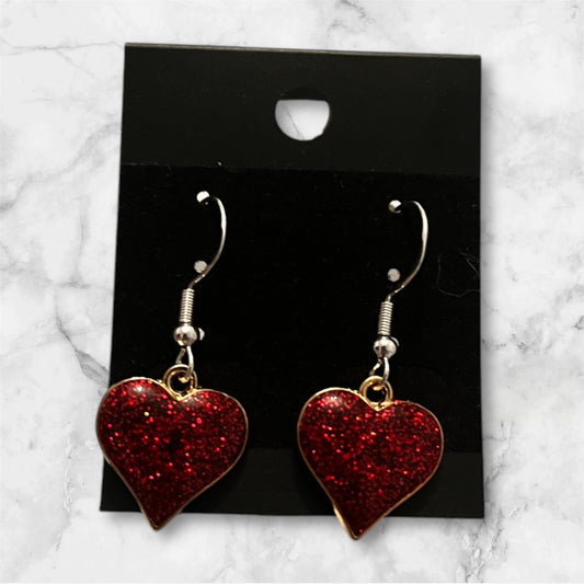 Glitter red hearts