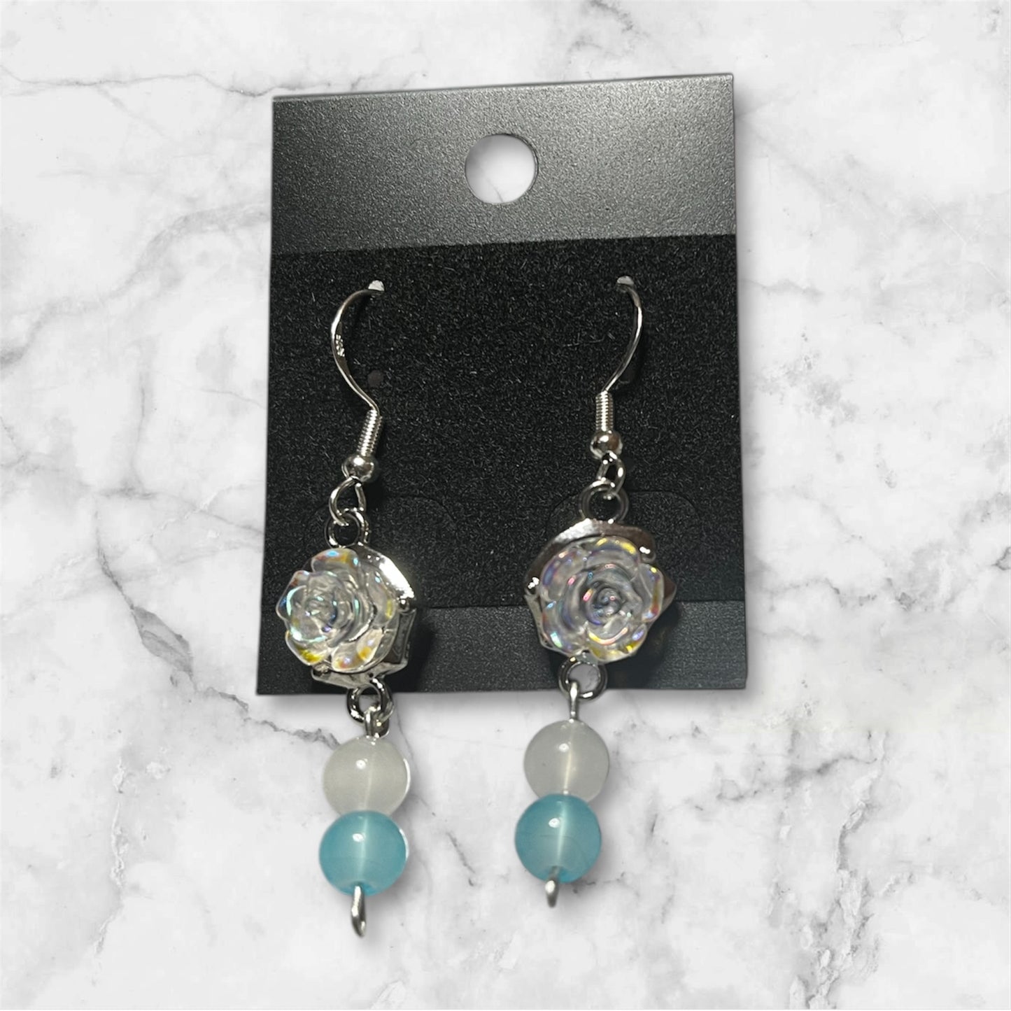 Glitter rose earrings