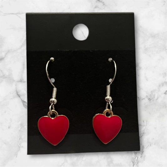 Red heart earrings