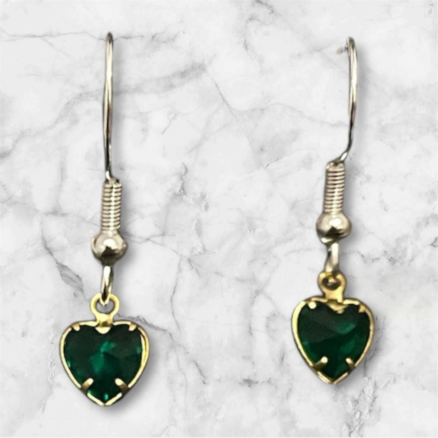 Green heart earrings