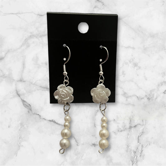 White bridal style earrings